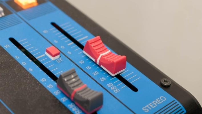 Mixer, closeup button to increase or decrease sound