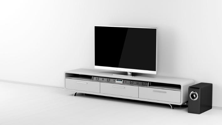 Tv and Soundbar with Subwoofer
