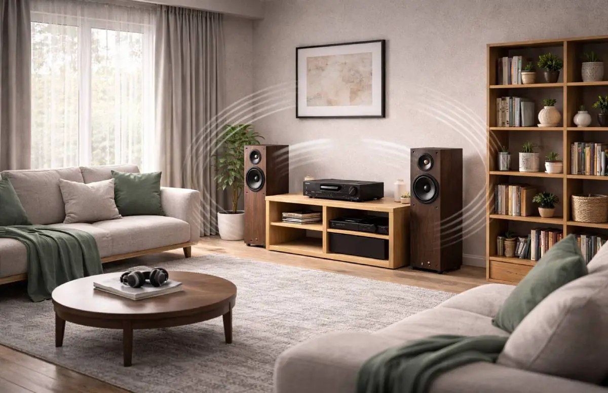 Living room furniture used as natural acoustic treatment